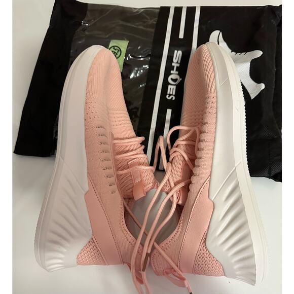 New women pink slip-on lightweight breathable 9 (39.5) tennis athletic sneakers - Picture 3 of 9